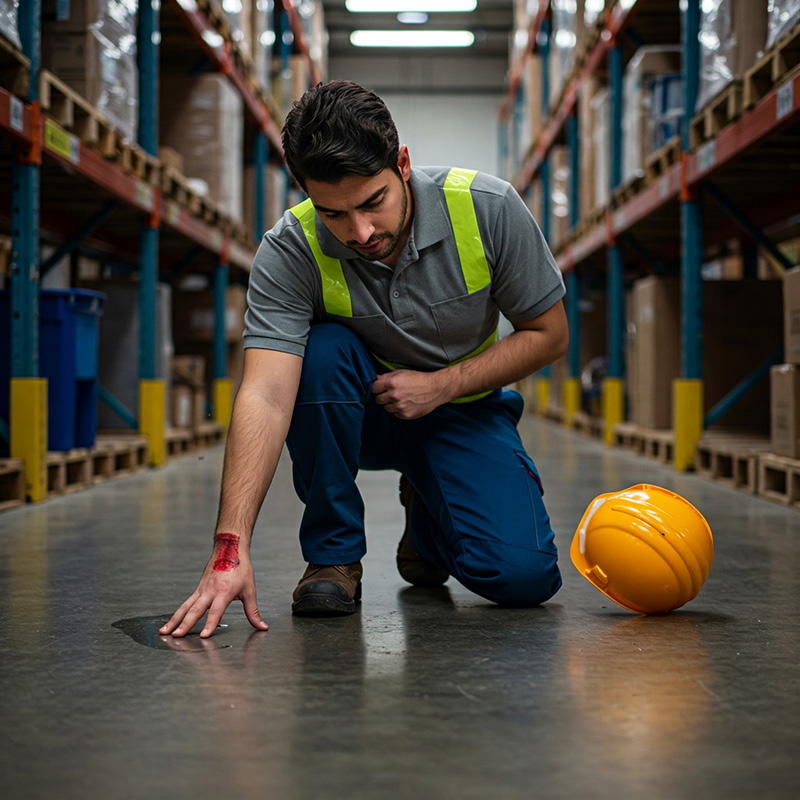 Imagen representando accidente laboral o los beneficios del cumplimiento